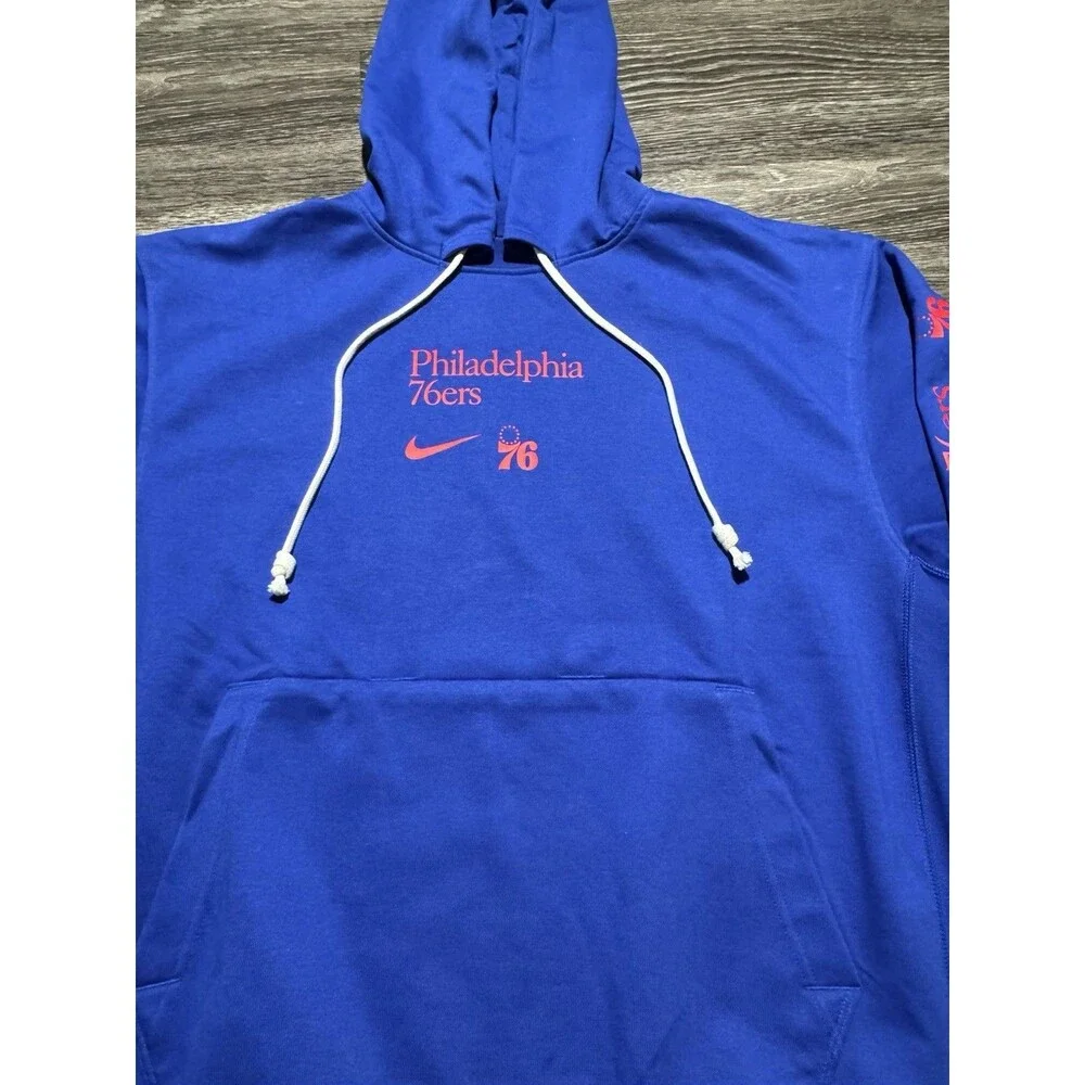 Philadelphia 76ers Hoodie Nike Big Logo Fleece Lined Sweatshirt Blue Mens Large